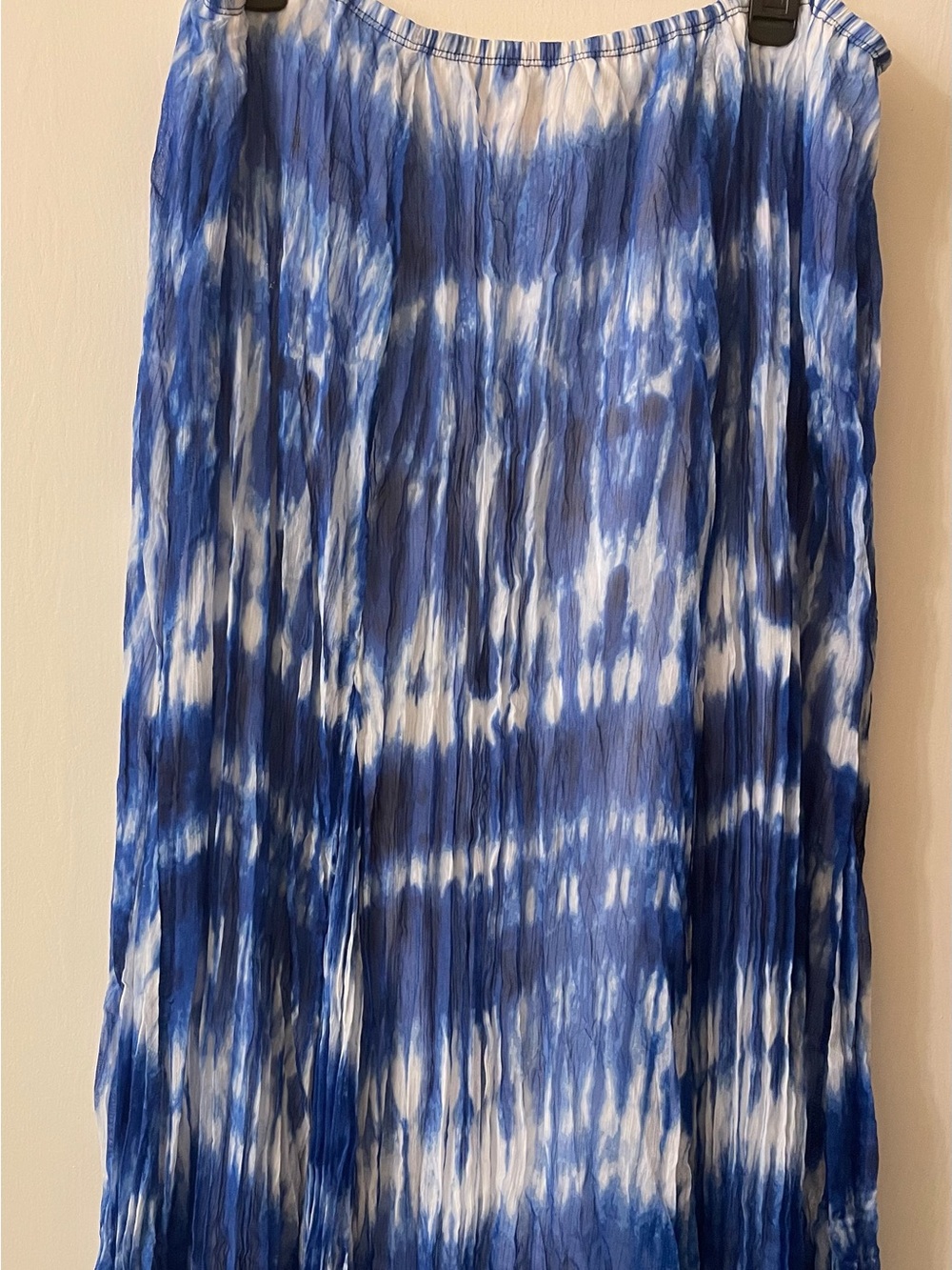 Ruby Rd. Blue and White Tie-Dye Pleated Maxi Skirt